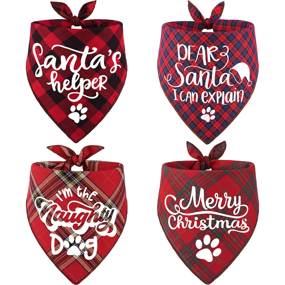 Remifa 4-pack dog Christmas bandana front view festive pet photo prop
