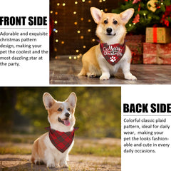 Remifa 4-pack dog Christmas bandana printed slogan front view playful holiday