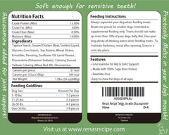 Rena's Recipe Twiggly Chicken Sticks ingredients highlight cage-free chicken quality.