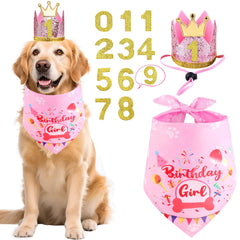 Rensh dog birthday bandana pink closeup shows soft cotton comfort.