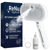 ReNu Dog Brush Fresh Fur Shower Brush packaging highlights quick, 3-in-1 grooming.