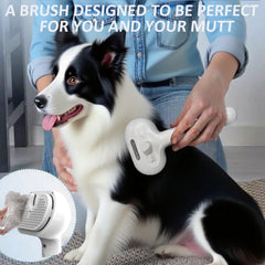 ReNu Dog Brush self-cleaning button activates steam to release hair