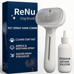 ReNu Dog Brush steamy shower session in action for efficient grooming
