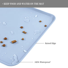 Reopet feeding mat in 22x14 size shows fit for various pets.