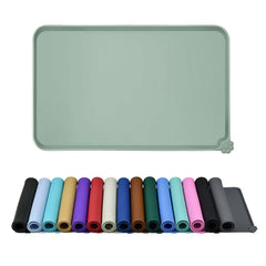 Reopet waterproof pet feeding mat with anti-slip base to keep bowls stable.