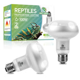 REPTI HOME 2-pack 100W reptile heat lamp provides basking warmth.