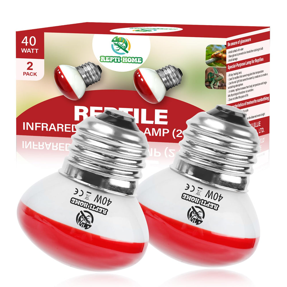 REPTI HOME infrared heat lamp 2-pack front view providing steady basking warmth for reptiles.