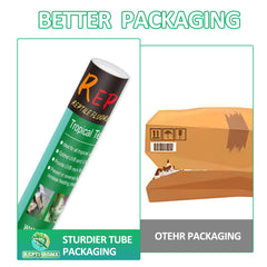 REPTI HOME T8 UVB light in tropical enclosure promotes healthy reptile activity.