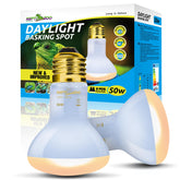 REPTI ZOO 2-pack 50W daylight basking lamp bulbs provide reptile warmth