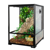 REPTI ZOO 30-gallon glass terrarium with front opening door for feeding and observation.