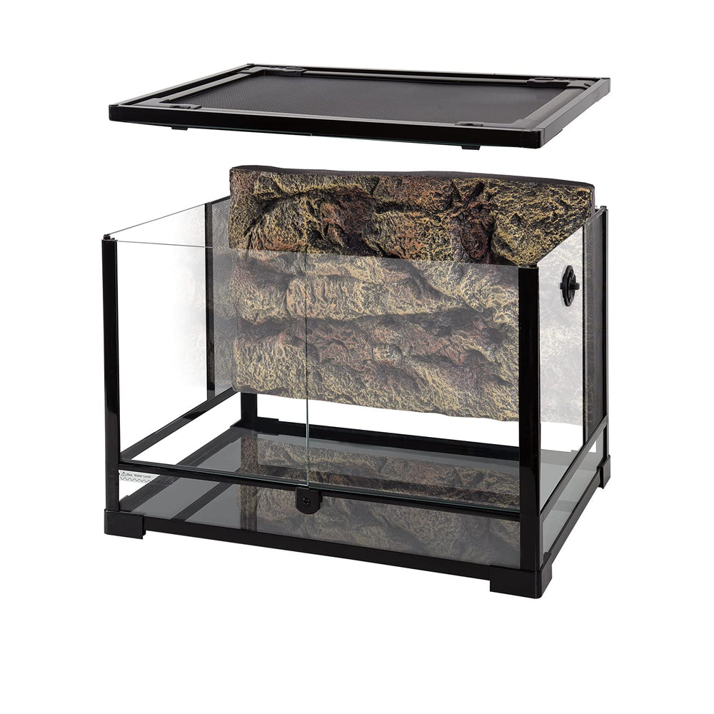 REPTI ZOO 34gal glass terrarium front view shows accessible feeding and care area