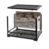 REPTI ZOO 34gal glass terrarium front view shows accessible feeding and care area