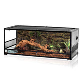 REPTI ZOO 67-Gallon glass-front tank front view for easy feeding and observation