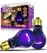 REPTI ZOO 75W night heat lamp pack demonstrates dual-pack convenience for reliable reptile warmth at night