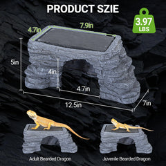 REPTI ZOO Bearded Dragon Basking Platform cave entry demonstrates easy access and hiding spots.