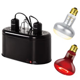 REPTI ZOO dual lamp fixture on an all-in-one stand for simple reptile lighting.