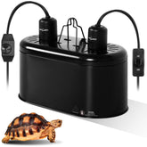 REPTI ZOO Dual Light Fixture shows dual controls for UVB and heat, enabling tailored terrarium lighting.