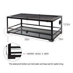 REPTI ZOO full glass 35 gallon tank top ventilation promoting healthy air exchange.