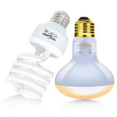 REPTI ZOO heat lamp reflector design enhances spectral output for richer color.