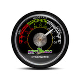 REPTI ZOO reptile terrarium hygrometer dial front with color-coded humidity indicators.