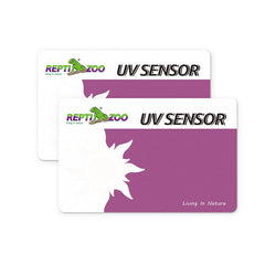 REPTI ZOO UVB tester card front shows color shift for UVB strength assessment.
