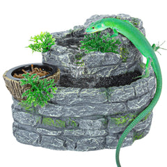 REPTI ZOO water fountain waterfall top view highlights natural hydration potential