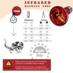 ReptiKing red basking bulb infrared heat promotes healthy circulation during night use.