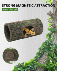 REPTITRIP resin hollow log cave showcases smooth edges for safe terrarium hiding