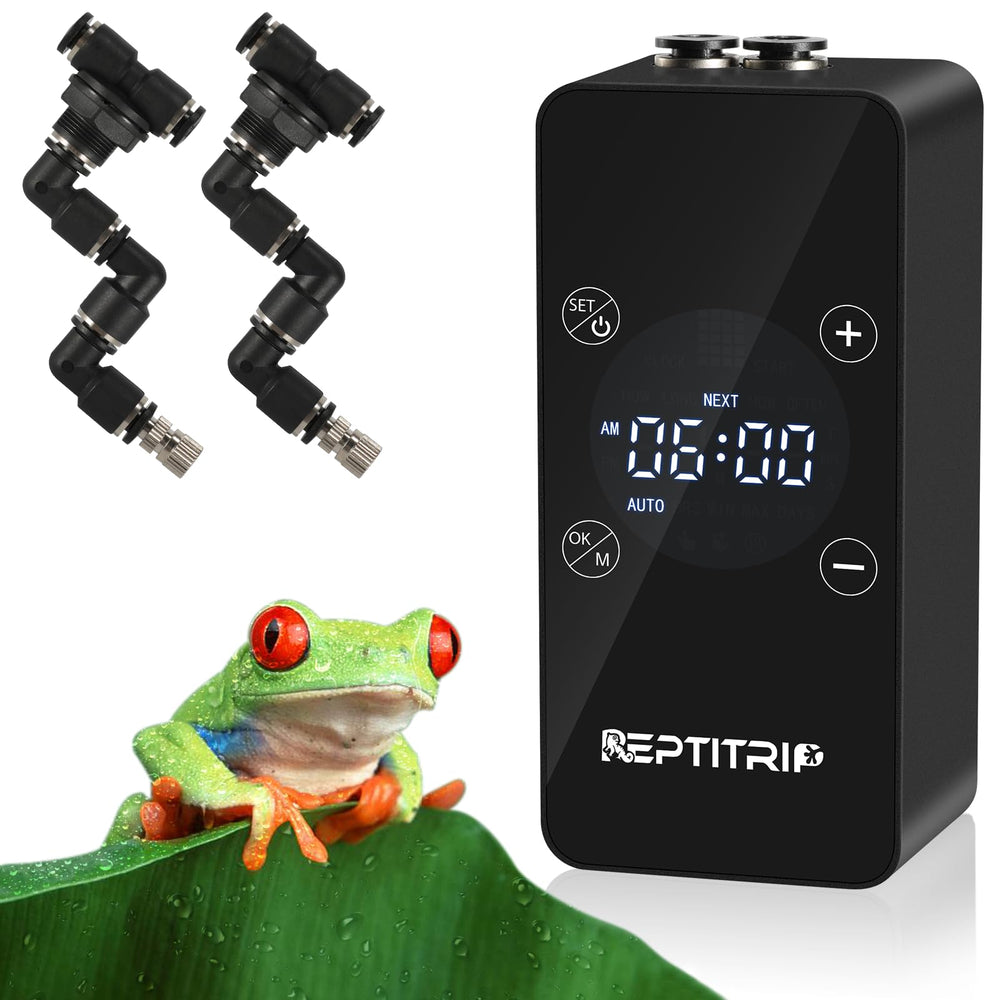 REPTITRIP reptile mister inner clock enables consistent timing for healthy terrarium humidity.
