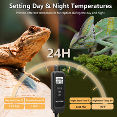 REPTITRIP thermostat digital display shows real-time temps and settings for easy monitoring