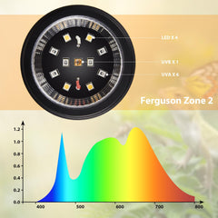REPTITRIP UVB UVA spectrum LEDs illustrate 3-spectrum output for safe UV exposure