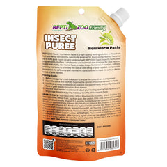 REPTIZOO FRIENDLY hawk moth larvae paste ingredients close-up showing natural farm-raised insects.