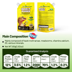 REPTIZOO FRIENDLY insect paste jar label communicates ingredients and usage directions for informed feeding