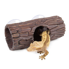 REPTIZOO reptile hide cave tree trunk in terrarium provides natural shelter