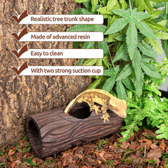 REPTIZOO resin hollow tree closeup shows durable, non-toxic design for safe habitats