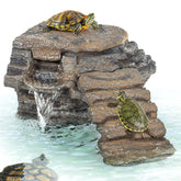 REPTIZOO Turtle Filter top view shows compact design and natural decor.