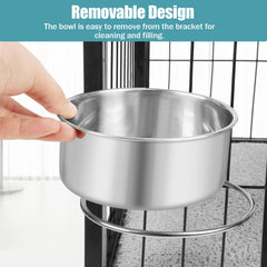 Reshiho cage-mount feeder dish removable for easy cleaning.