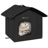 Rest-Eazzzy cat house outdoor view shows weatherproof shelter for feral cats
