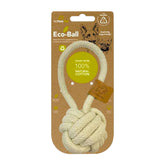 ReThink Pet Eco Cotton Rope Ball Toy front view shows natural fibers and durable weave.