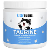 RETPMOSO KittySupps Taurine tub label highlights purity and essential feline support.
