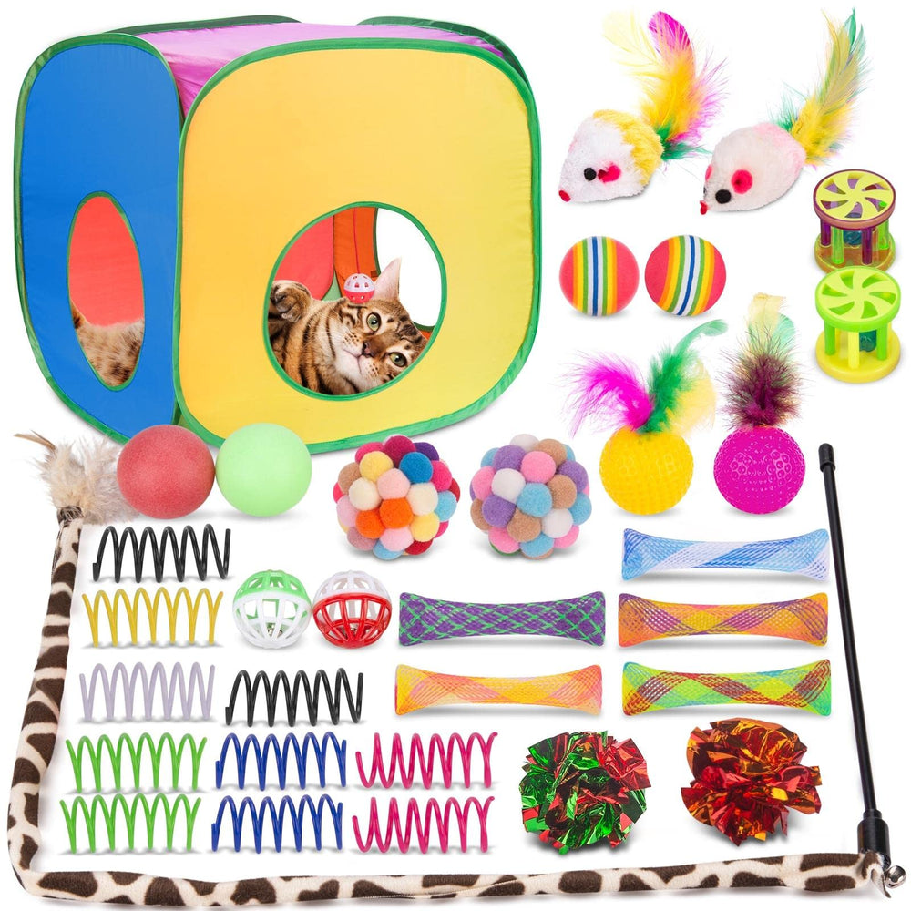 Retro Shaw 33pack setup shows complete indoor play kit for kittens