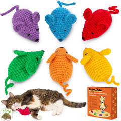 Retro Shaw catnip crochet mouse front view ideal for interactive indoor play