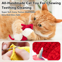 Retro Shaw catnip toy crochet mice detail with felt ears for tactile exploration