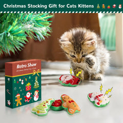 Retro Shaw Christmas cat toys Gingerbread Man plush encourages biting and interactive play.