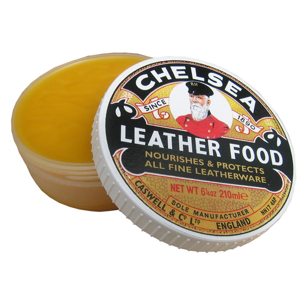 Reusch Chelsea Leather Food bottle, clear finish, nourishes and preserves leather shoes