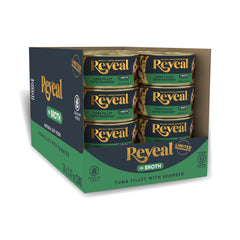 Reveal tuna-seaweed-broth-can-01 shows high-protein dinner for cats.