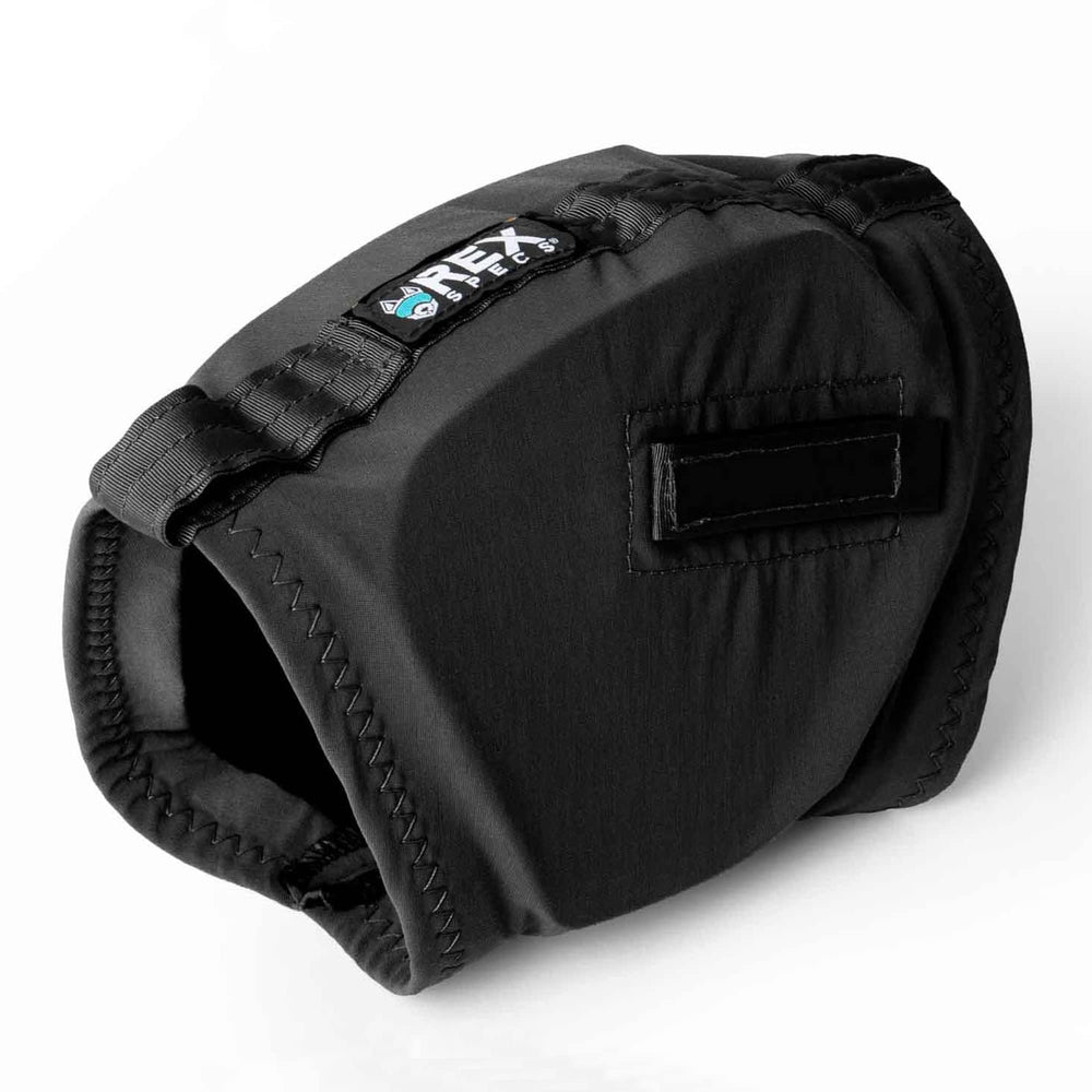 Rex Specs Ear Pro hood close-up shows flexible seal for secure protection.