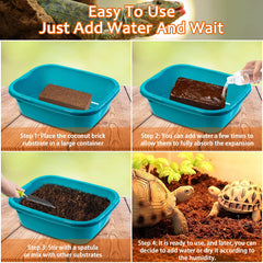 Riare coconut fiber odor-absorbing bedding in reptile enclosure, reduces smells.