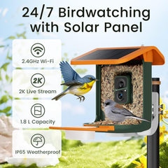 RichBird solar panel integration powering continuous outdoor footage in sunlight and shade.