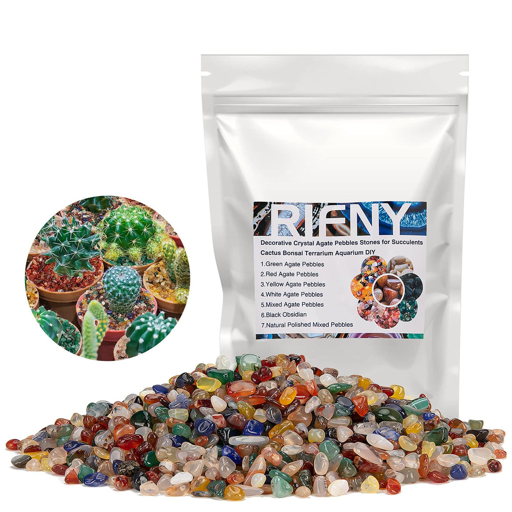 RIFNY decorative polished rocks 0-3inch pack adds colorful vase filler for pots and terrariums